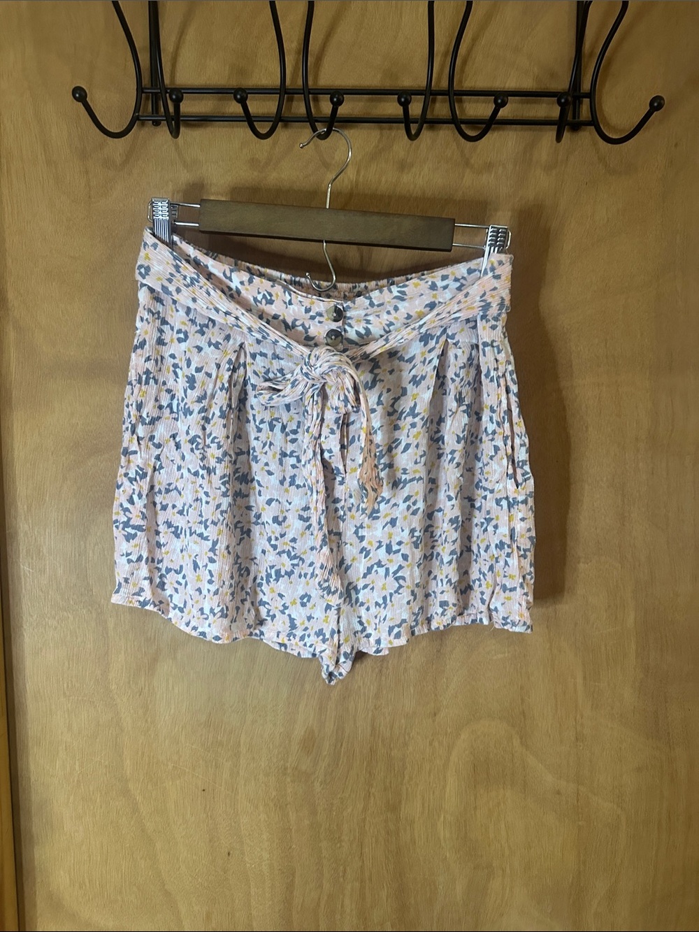 Patrons of Peace Pink Floral Tie-Front High Waist Shorts